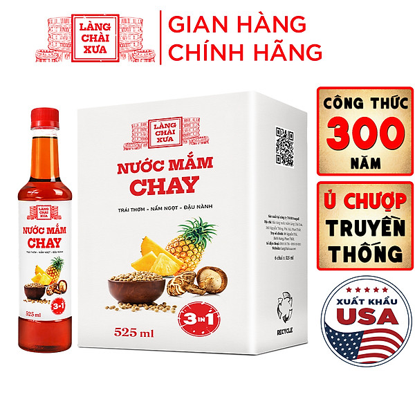 Đặc Sản Phan Thiết - Nước Mắm Chay 3 Trong 1 Làng Chài Xưa (01 Chai) 525Ml Trái Thơm Nấm Ngọt Đậu Nành 300 Năm Truyền Thống