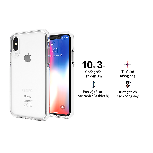 Ốp lưng chống sốc Gear4 D3O Piccadilly chống sốc 3m cho iPhone X/Xs – Hàng Chính Hãng