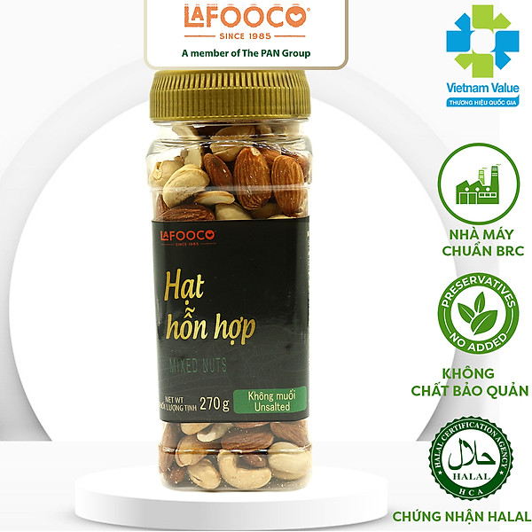 Hạt Dinh Dưỡng Hỗn Hợp 4 Loại Hạt Điều, Hạnh Nhân, Óc Chó, Hạt Dẻ Cười Không Muối LAFOOCO 270g