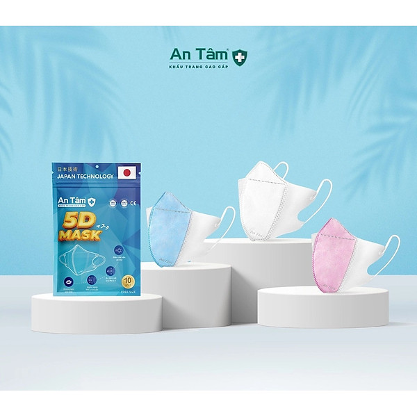 Thùng Khẩu Trang Y Tế Kháng Khuẩn 5D An Tâm -100 Cái/10 Túi.