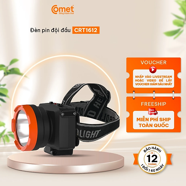 Đèn Pin Sạc Led Đội Đầu COMET CRT1612 3W Siêu Sáng Pin 900mAh 2 Chế Độ Tuổi Thọ Cao