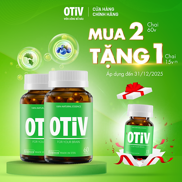 Combo 2 hộp OTIV bổ não 60 viên tặng 1 hộp 15 viên