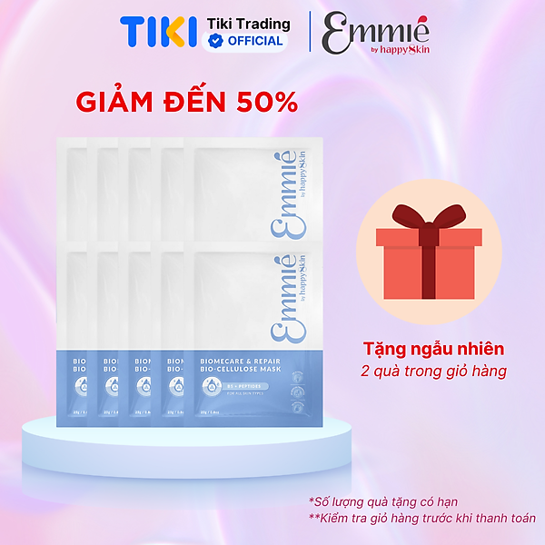 Hộp 10 miếng Mặt Nạ Sinh Học Phục Hồi Da Emmié Skin Relief Revitalizing Bio Cellulose B5 + Peptides Complex Mask 23g