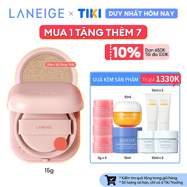 Phấn Nước Trang Điểm Dưỡng Ẩm Thế Hệ Mới Cho Lớp Nền Bóng Khỏe Laneige Neo Cushion Glow 15G + Kèm Lõi Thay Thế