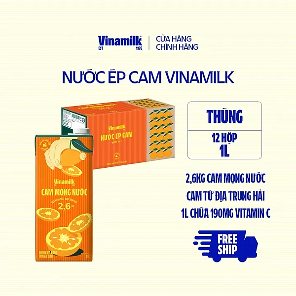 Combo VFRESH Nước cam ép 100% 1 Lít -Vinamilk