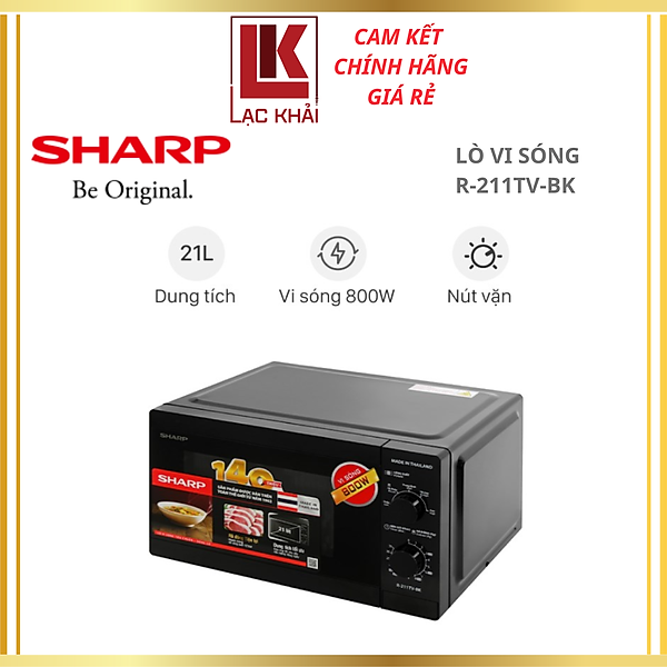 Lò vi sóng cơ không nướng Sharp R-211TV-BK 21 lít - Hàng chính hãng - Bảo hành 12 tháng