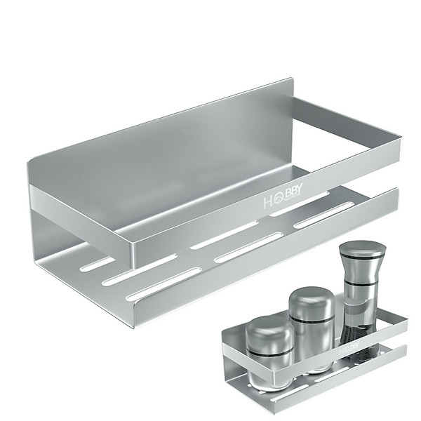 Kệ gia vị Inox 304 dán tường gạch men - có keo dán Sealant Fix -không rỉ sét, đựng được nhiều đồ dùng nhà bếp - 3 kích thước - HOBBY KGVD20 , KGVD23, KGVD28 - hàng chính hãng