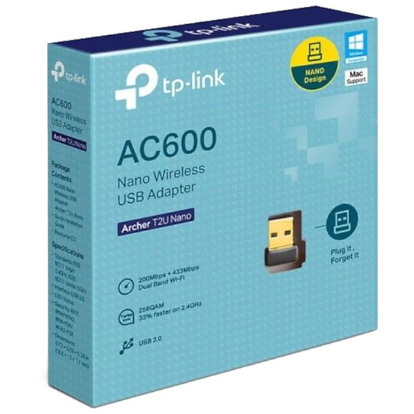 USB mạng Wi-Fi băng tần kép - Archer T2U Nano - TP-Link T2U Nano - Bộ chuyển đổi USB Wi-Fi Nano AC600 - Hàng Chính Hãng