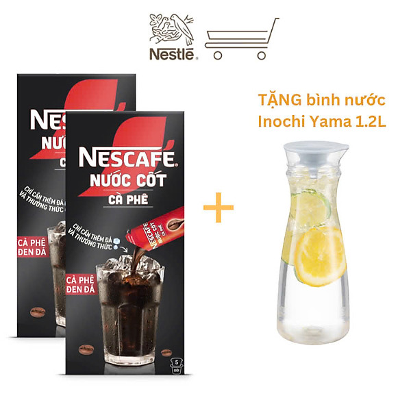 Combo 2 hộp nước cốt cà phê NESCAFÉ - CÀ PHÊ ĐEN ĐÁ (2 hộp x 5 gói x 75ml)