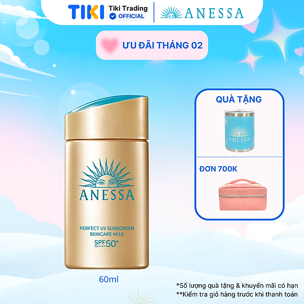 Kem chống nắng dạng sữa dưỡng da kiềm dầu bảo vệ hoàn hảo Anessa Perfect UV Sunscreen Skincare Milk SPF 50+ PA++++ 60ml