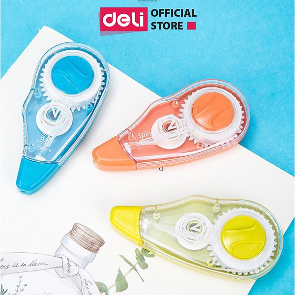 Băng xoá kéo tiện dụng 12m Deli - Phù hợp học sinh văn phòng - Xanh dương/Cam/Xanh lá - 1 chiếc - E8137