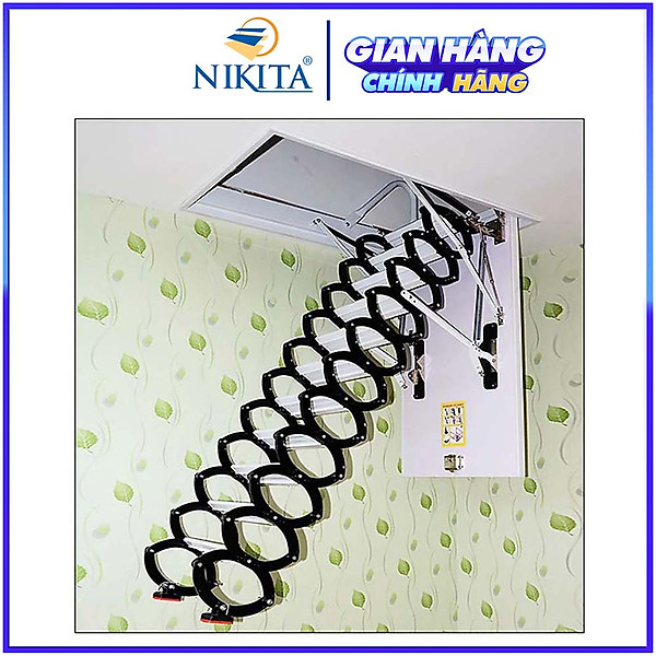 Thang gác mái ốp trần thông minh xếp gọn dễ dàng Chính hãng NIKITA 2024
