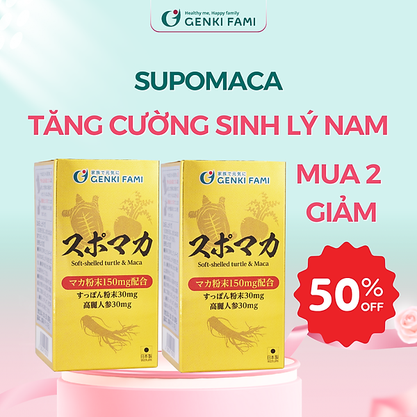 Tăng Cường Sinh Lý Nam Supo Maca Genki Fami Nhật Bản, Chiết Xuất Nhân Sâm, Baba, Hàu Biển - Hộp 90 viên