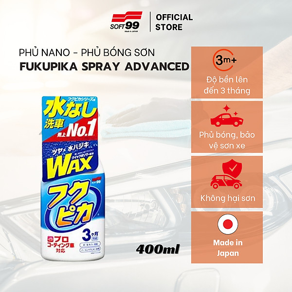Chai Xịt Vệ Sinh Và Phủ Bóng Sơn Xe Ô Tô Fukupika Spray Advance (3 Tháng) Soft99 W-541