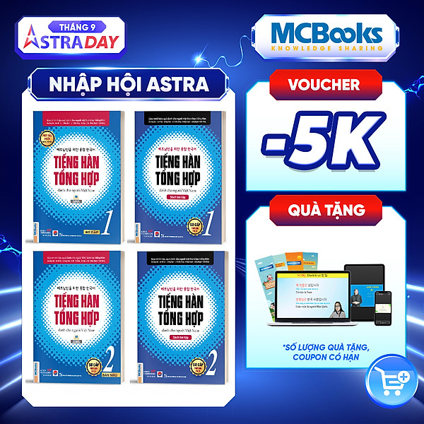 Combo 4 Cuốn Tiếng Hàn Tổng Hợp Sơ Cấp 1 và 2 Bản Màu – Học Kèm App Và Khóa Học Online