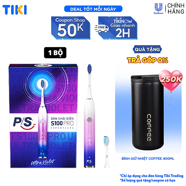 Bàn Chải Điện P/S S100 PRO - Phiên Bản Ultra Violet Giới Hạn - Sạch chuẩn sóng âm