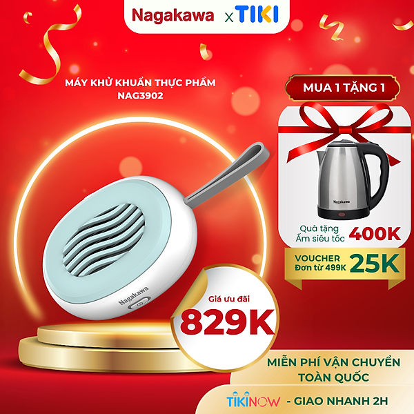 Máy khử khuẩn thực phẩm cầm tay Nagakawa NAG3902 - Công nghệ Hydroxyl - Hàng Chính Hãng