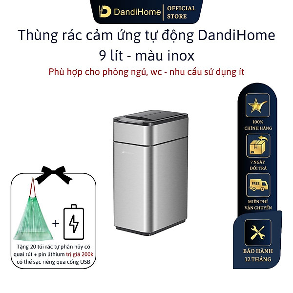 Thùng rác thông minh cảm ứng tự động đóng mở DandiHome - Tặng pin sạc Micro usb