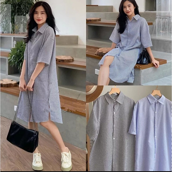 Đầm sơ mi nữ công sở dáng xòe túi hộp HL19-07 | Thời trang công sở K&K  Fashion