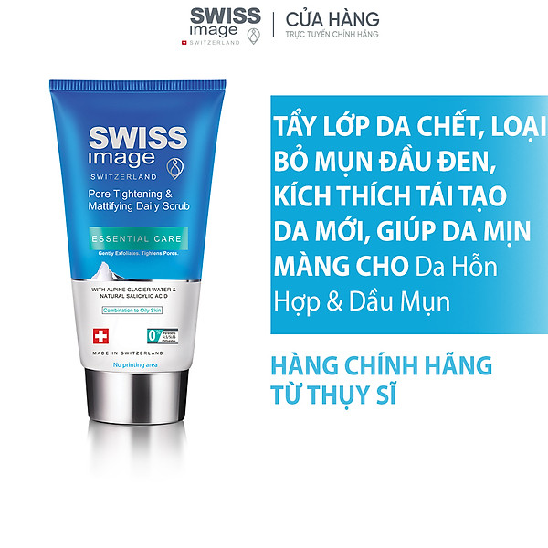 Tẩy Tế Bào Chết Lấy Đi Mụn Đầu Đen Cho Da Hỗn Hợp & Da Dầu Swiss Image Pore Tightening & Mattifying Daily Scrub 8Ml