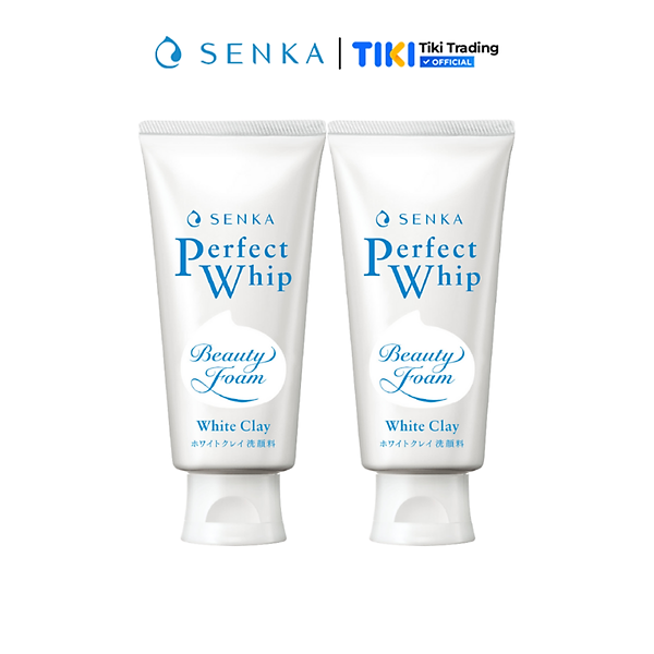 Combo 2 Sữa Rửa Mặt Tạo Bọt Chiết Xuất Đất Sét Trắng Senka Perfect White Clay 120g x 2