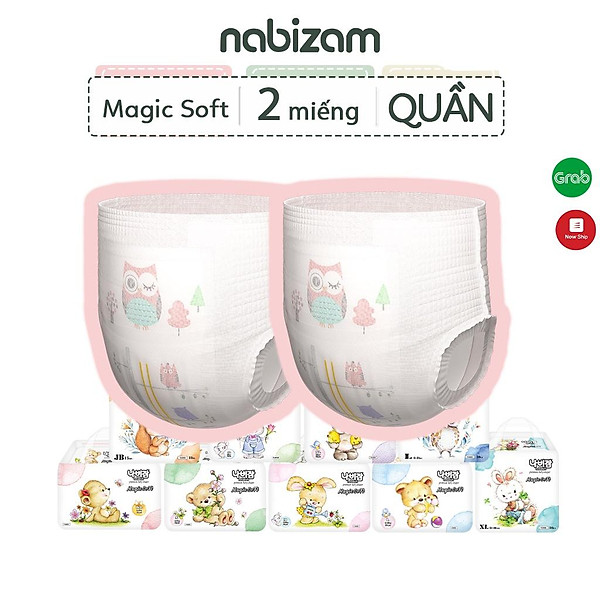 Set Dùng Thử 2 Miếng Tã/Bỉm Quần Nabizam Magic Soft Siêu Mềm Mỏng, Thấm Hút Size L30/XL26/2XL22 Cho Bé Từ 8-20kg