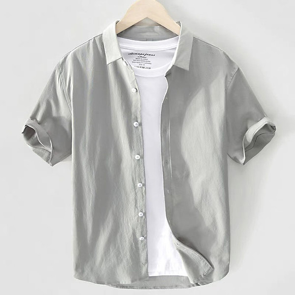 Áo sơ mi đũi nam cổ đức tay cộc, chất đũi mềm mát, thời trang xuân hè 2021