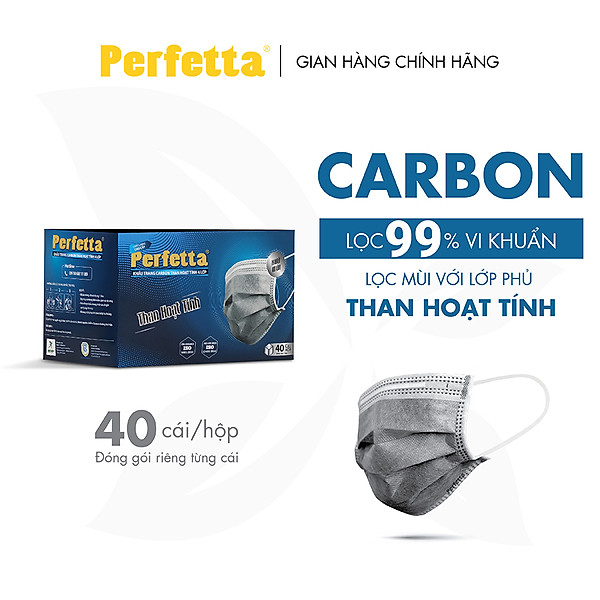 - Khẩu Trang Carbon Hoạt Tính Chất Lượng Cao, Khử Mùi, Chống Bụi Mịn, Màu Xám Xanh, 4 Lớp, Bảo Vệ Tối Ưu, Đóng Gói Từng Cái - (40 cái/hộp)