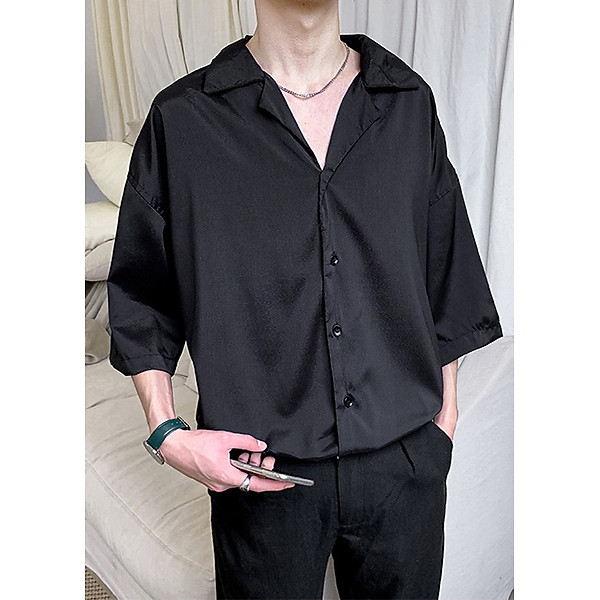 Áo sơ mi nam form rộng cổ 2 ve LAHstore, thời trang trẻ, phong cách Hàn Quốc