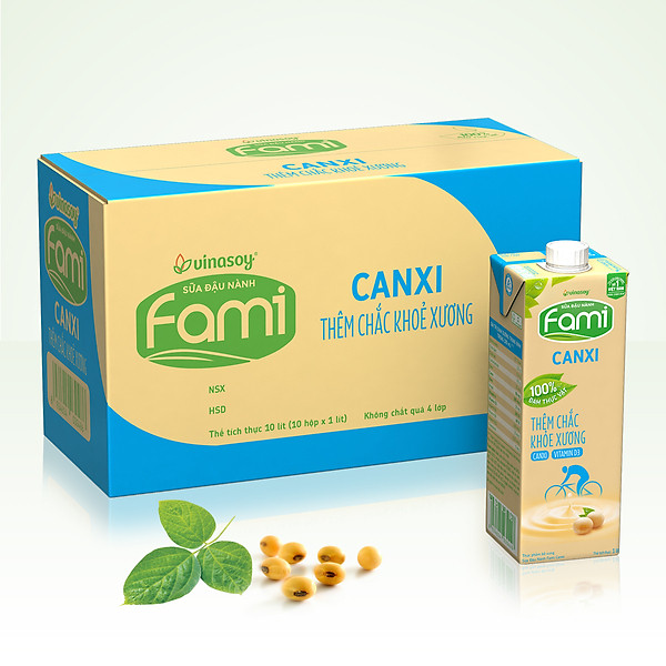 Thùng 10 Hộp Sữa đậu nành Fami Canxi (1000ml/Hộp)