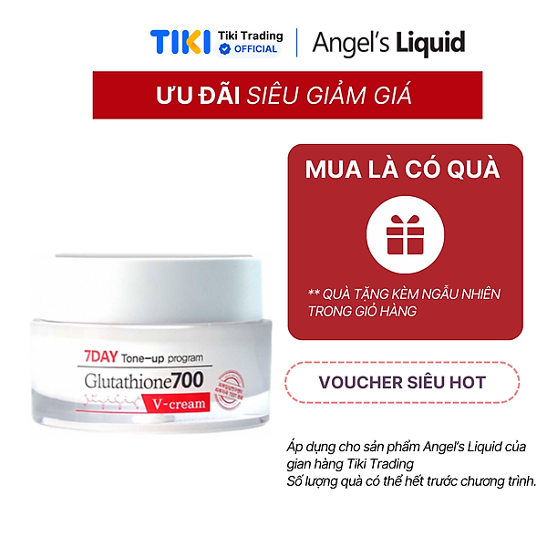 Kem Dưỡng Trắng Da Cấp Ẩm Đa Tầng Angel's Liquid 7 Day Whitening Program Glutathione 700 V-Cream 50ml