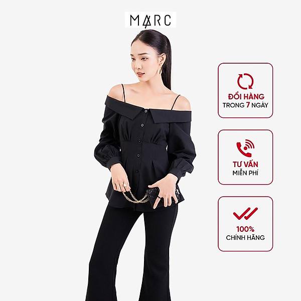 Áo kiểu sơ mi nữ Marc Fashion 2 dây bẹt vai tay dài FALH081522