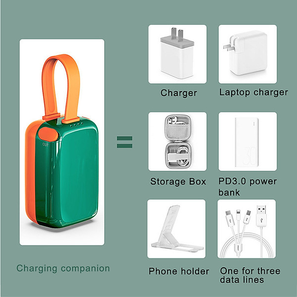 Pin Sạc Dự Phòng Kiêm Củ Sạc Đa Chức Năng OATSBAFS Nhỏ Gọn, Tiện Lợi, 2 Cổng Sạc Nhanh 18WPD, 18WQC3.0 – Hàng Chính Hãng