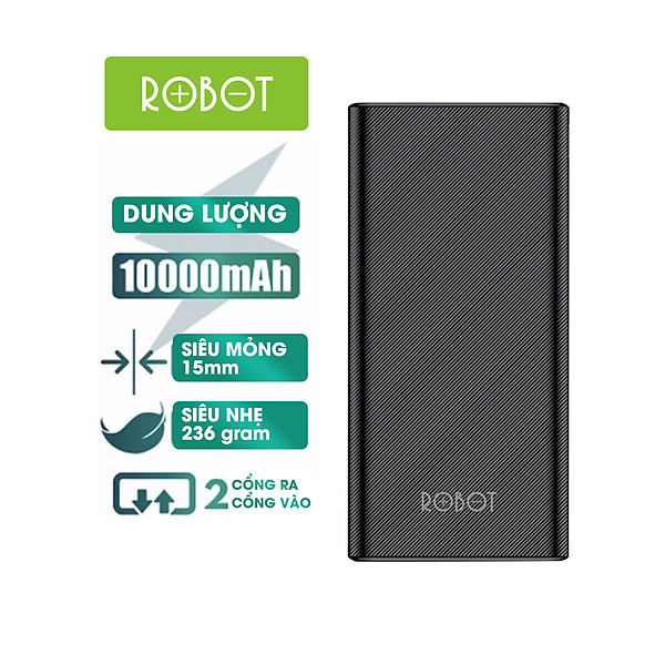 Pin Sạc dự phòng 10000mAh Robot – Cho di động/điện thoại Apple/iOS (iPhone/iPad), Android -RT170 – Hàng Chính Hãng