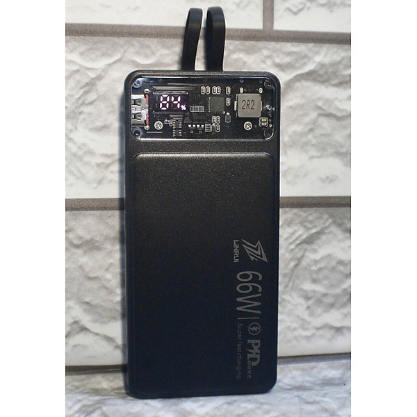 Pin Sạc Dự Phòng Chuẩn 10000mAh Hãng LINRUI LR015 Tích Hợp Cáp Sạc, Hỗ Trợ Sạc Nhanh 66W - Hàng Chính Hãng