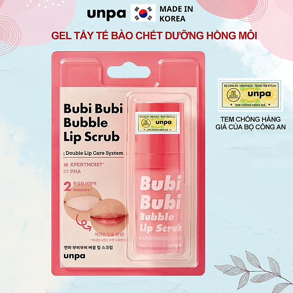 Gel Tẩy Tế Bào Chết Sủi Bọt Cho Môi Unpa Bubi Bubi Bubble Lip Scrub 10Ml