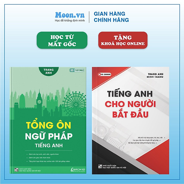 Combo 2 Sách: Tiếng Anh Cho Người Mới Bắt Đầu và Tổng Ôn Ngữ Pháp Tiếng Anh Cô Trang Anh