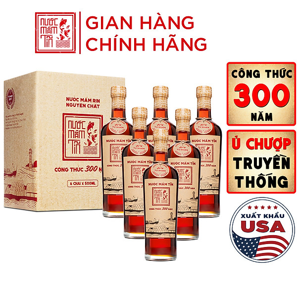 Đặc Sản Bình Thuận - Thùng 6 Chai Nước Mắm Tĩn Nhãn Đỏ Độ Đạm 40N Tự Nhiên Chai 500Ml Nước Mắm Rin Nguyên Chất Truyền Thống Sạch Từ Cá Cơm Than Muối Tinh Khiết Sánh Đặc Thịt Cá Không Chất Bảo Quản - Ocop 4 Sao