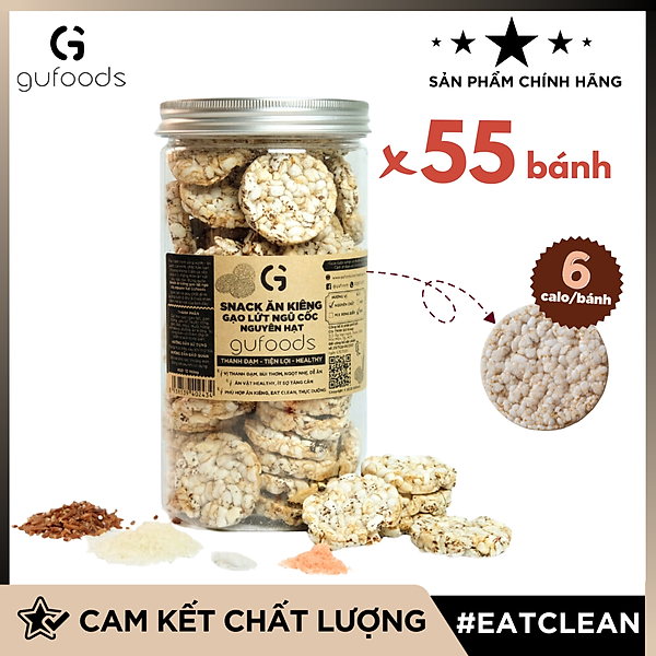 Snack ăn kiêng gạo lứt ngũ cốc nguyên hạt GUfoods - Thanh đạm, Tiện lợi, Phù hợp Eat clean