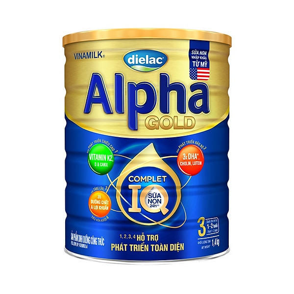 Sữa Bột Vinamilk Dielac Alpha Gold 3 1400G Cho Trẻ Từ 1- 2 Tuổi