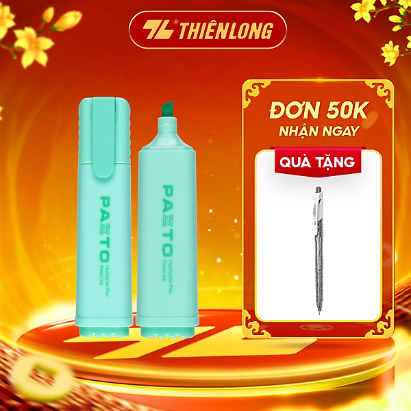Bút dạ quang màu Pastel Thiên Long Flexoffice Pazto FO-HL009/VN - Bút dạ quang rửa được - Không để lại vết khi Photocopy