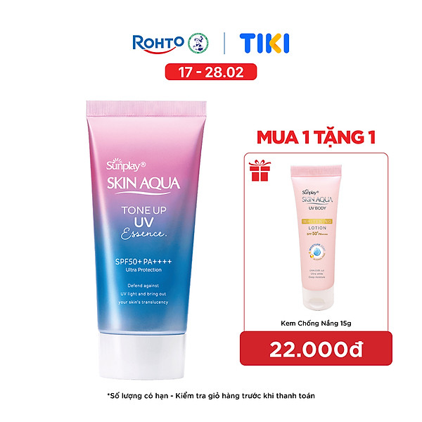 Tinh chất chống nắng nâng tông Skin Aqua Tone up Lavender cho da tối màu & da vàng Sunplay Skin Aqua Tone Up UV Essence Lavender SPF 50+ PA++++ 50g