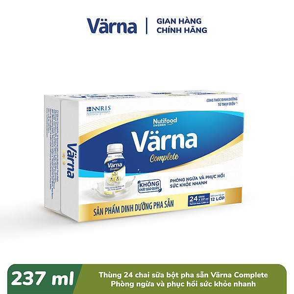 Thùng Sữa Bột Pha Sẵn Varna Complete chai (24 hộp x 237ml)