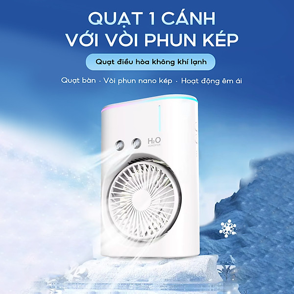 Quạt hơi nước tích điện Half Horse, xoay 180 pin 2500 mAh, thời gian sử dụng 6 tiếng, hàng chính hãng
