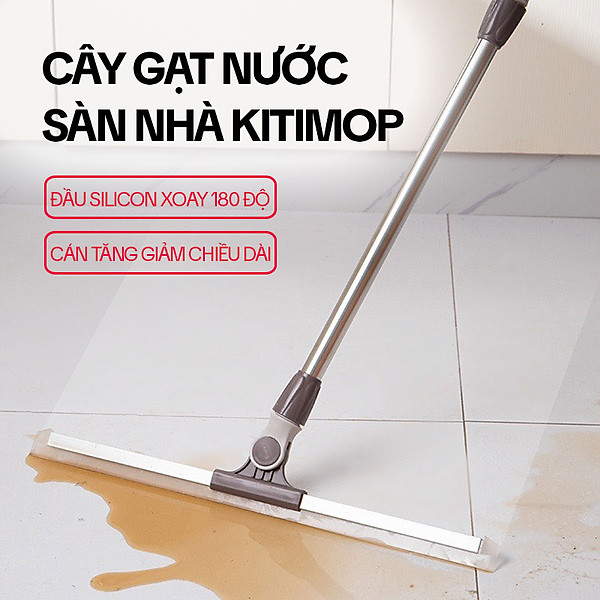 Cây Gạt Nước Sàn Nhà KITIMOP G50 - Chổi Gạt Nước Silicon, Cây Quét Đẩy Nước Nhà Tắm, Nhà Vệ Sinh