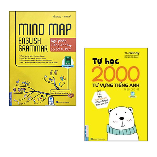 Combo sách: Mindmap English Grammar – Ngữ Pháp Tiếng Anh Bằng Sơ Đồ Tư Duy + Tự Học 2000 Từ Vựng Tiếng Anh Theo Chủ Đề