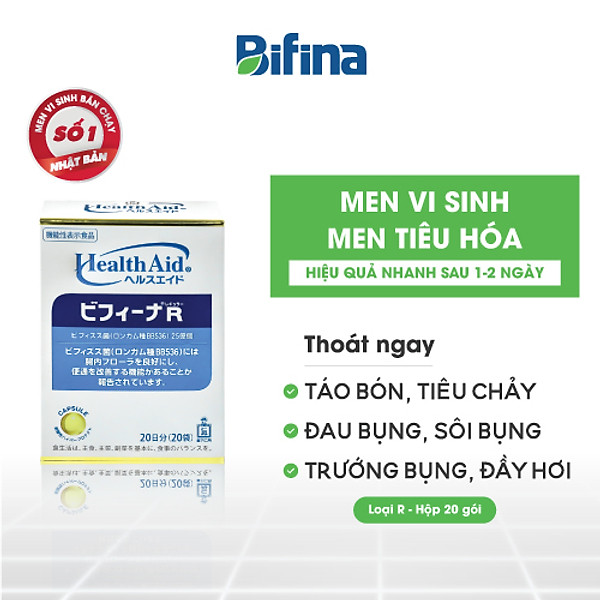 Men vi sinh Bifina R 20 gói - Dành cho người bị viêm đại tràng, rối loạn tiêu hóa