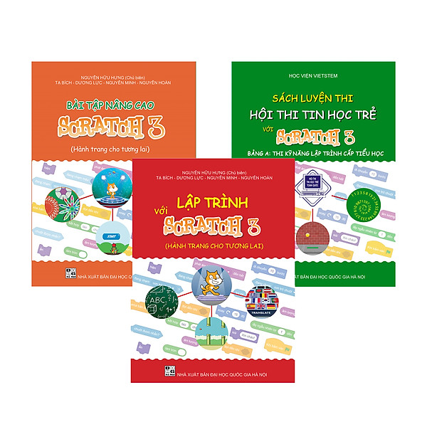 Combo 3 sách Lập trình với Scratch 3, Bài tập nâng cao và Luyện thi tin học trẻ cấp Tiểu học
