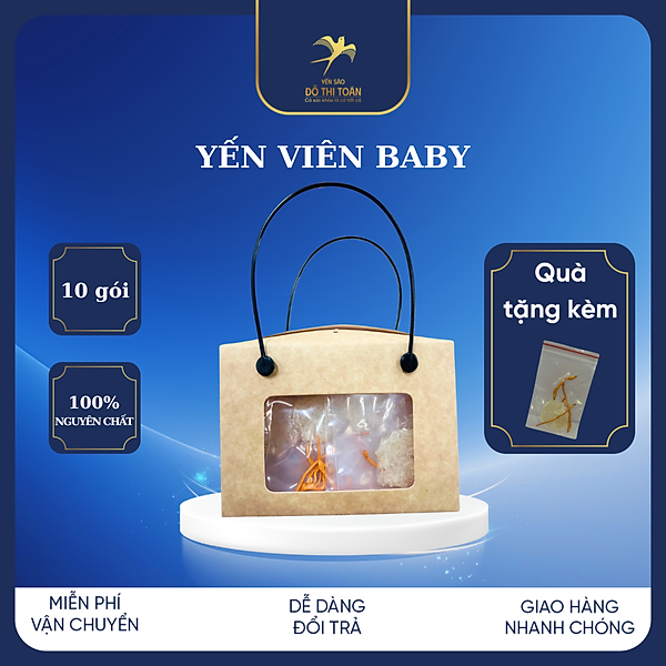 Yến viên BaBy 10 gói chia sẵn Đông trùng Hạ Thảo (tặng kèm 1 gói) - Yến sào cao cấp Đỗ Thị Toán - Tăng cường sức đề kháng -người lớn nhiều năng lượng