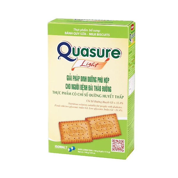 Bánh Quy Quasure Light Sữa hộp 140 gram Bibica - thực phẩm dành cho người ăn kiêng, tiểu đường